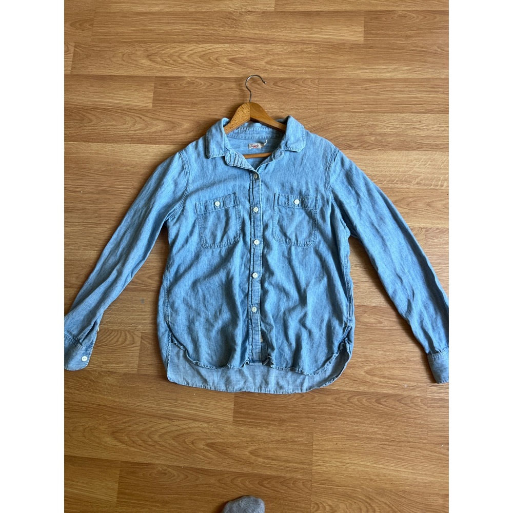 Faherty Womens Tried & True Chambray Classic Shirt Medium Linen Blend Tencel - Picture 14 of 14
